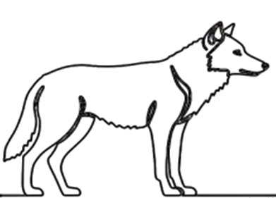 Silhouettenskizze eines Wolfes